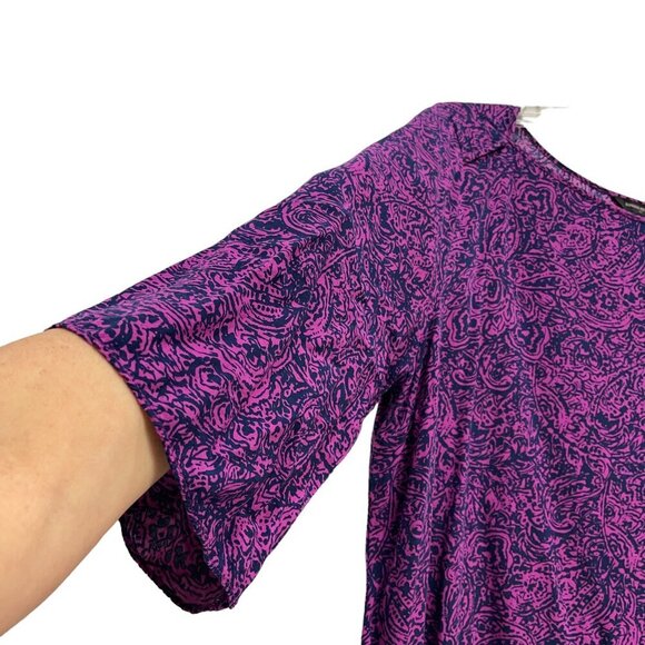 Banana Republic Women's Purple and Black Paisley & Floral Print Dress - Size L - Picture 3 of 13